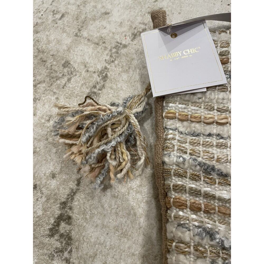 NWT Shabby Chic Gold Beige 22” Tweed Christmas Stocking Tassel - Picture 2 of 4